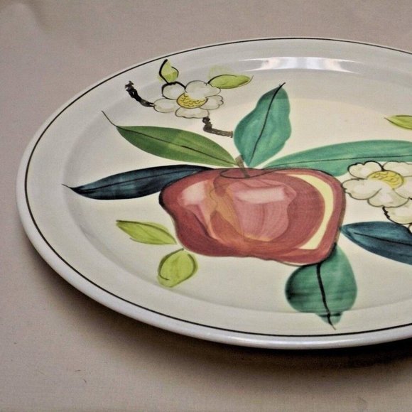 Vintage Red Wing Pottery Dinnerware Normandy Apple Hand Painted 14" Chop Plate - Picture 5 of 12
